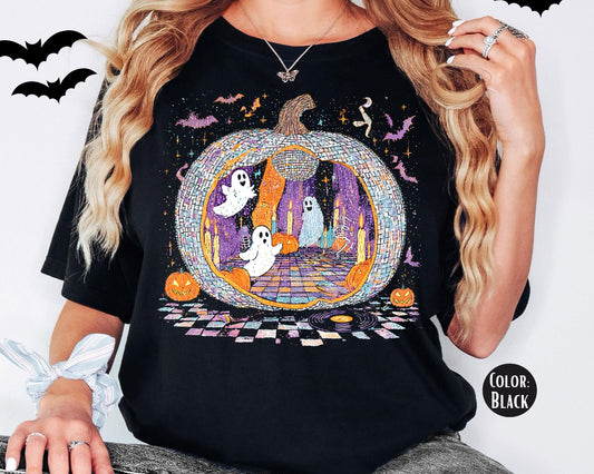 Comfort Colors Iridescent Disco Ghost Shirt: Trendy Halloween Tee