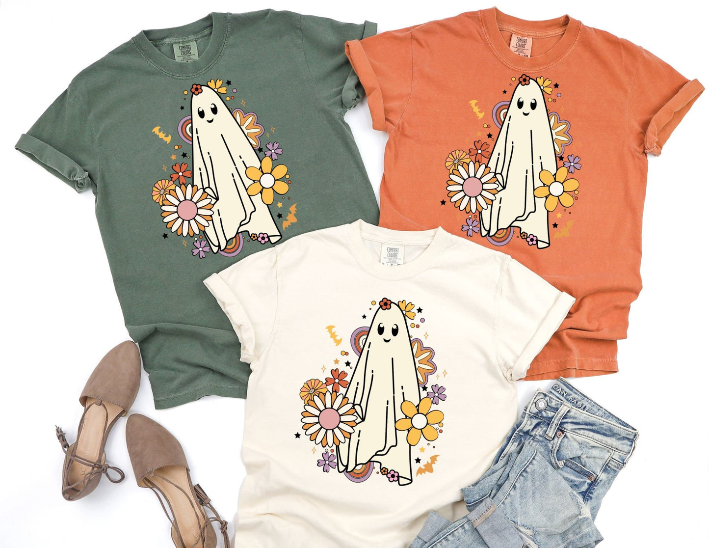 Comfort Colors Halloween Ghost T-Shirt, Spooky Fall Tee