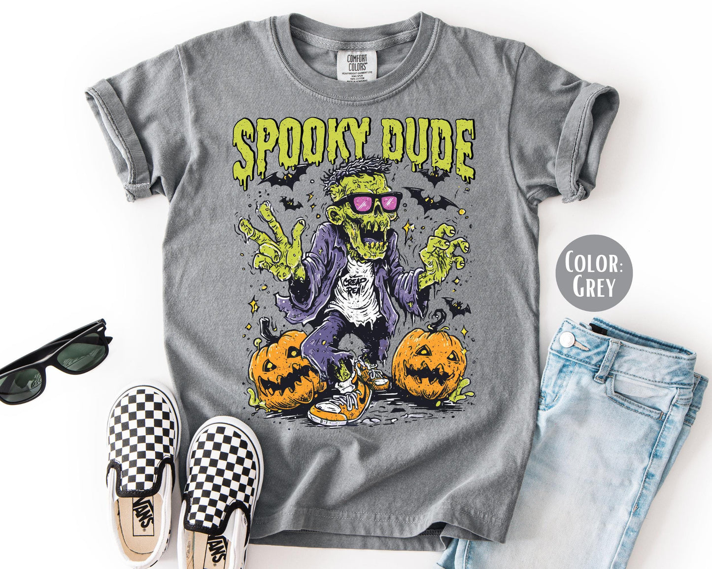 Comfort Colors Boys Halloween Shirt: Spooky Zombie Dude