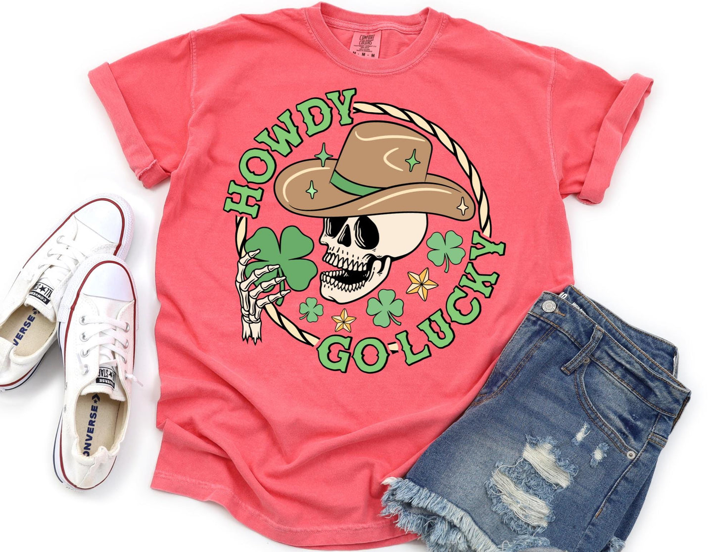 Comfort Colors Howdy Go Lucky St Patricks Day Western Shirt