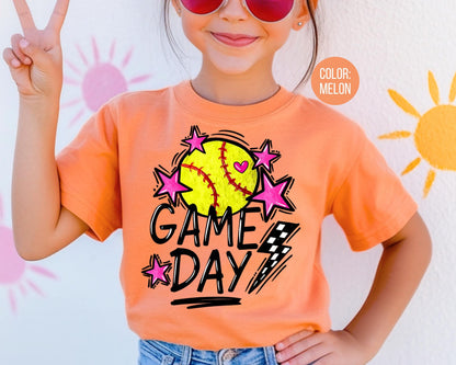 Comfort Colors Game Day Softball Shirt: Youth Softball Tee