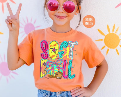 Comfort Colors Kids Softball Shirt: Girls Youth Tee