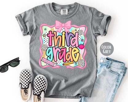 Comfort Colors 3rd Grade Shirt: Preppy Coquette Back to School Tee
