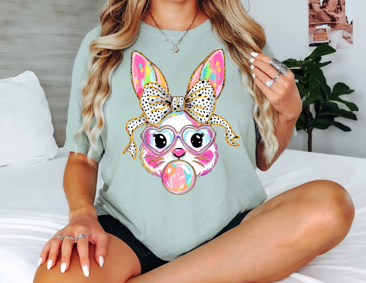 Comfort Colors Bubblegum Bunny T-Shirt, Easter Gift