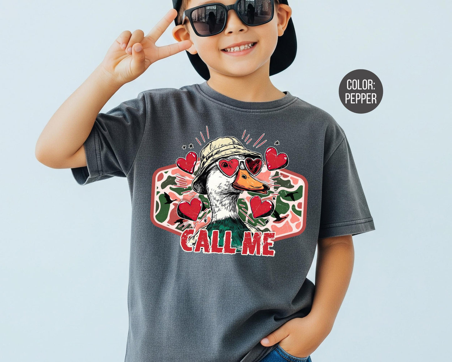 Comfort Colors® Boys Call Me Duck Shirt, Duck Hunting Valentines Day Shirts