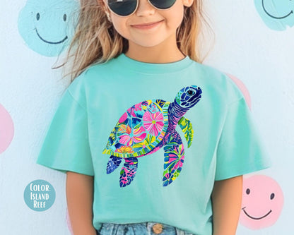 Comfort Colors® Floral Sea Turtle Shirt, Girls Summer Turtle Shirts