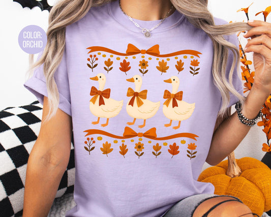 Comfort Colors Coquette Goose Shirt: Vintage Girly Fall Tee