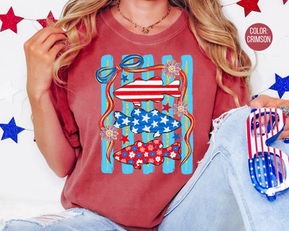 Comfort Colors 4th of July Fish Shirt, Patriotic Fish, Stars and Stripes Shirts