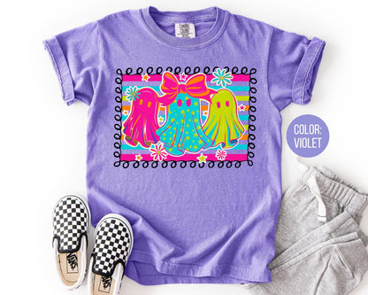 Comfort Colors Neon Ghost Halloween Shirt: Matching Mom & Daughter