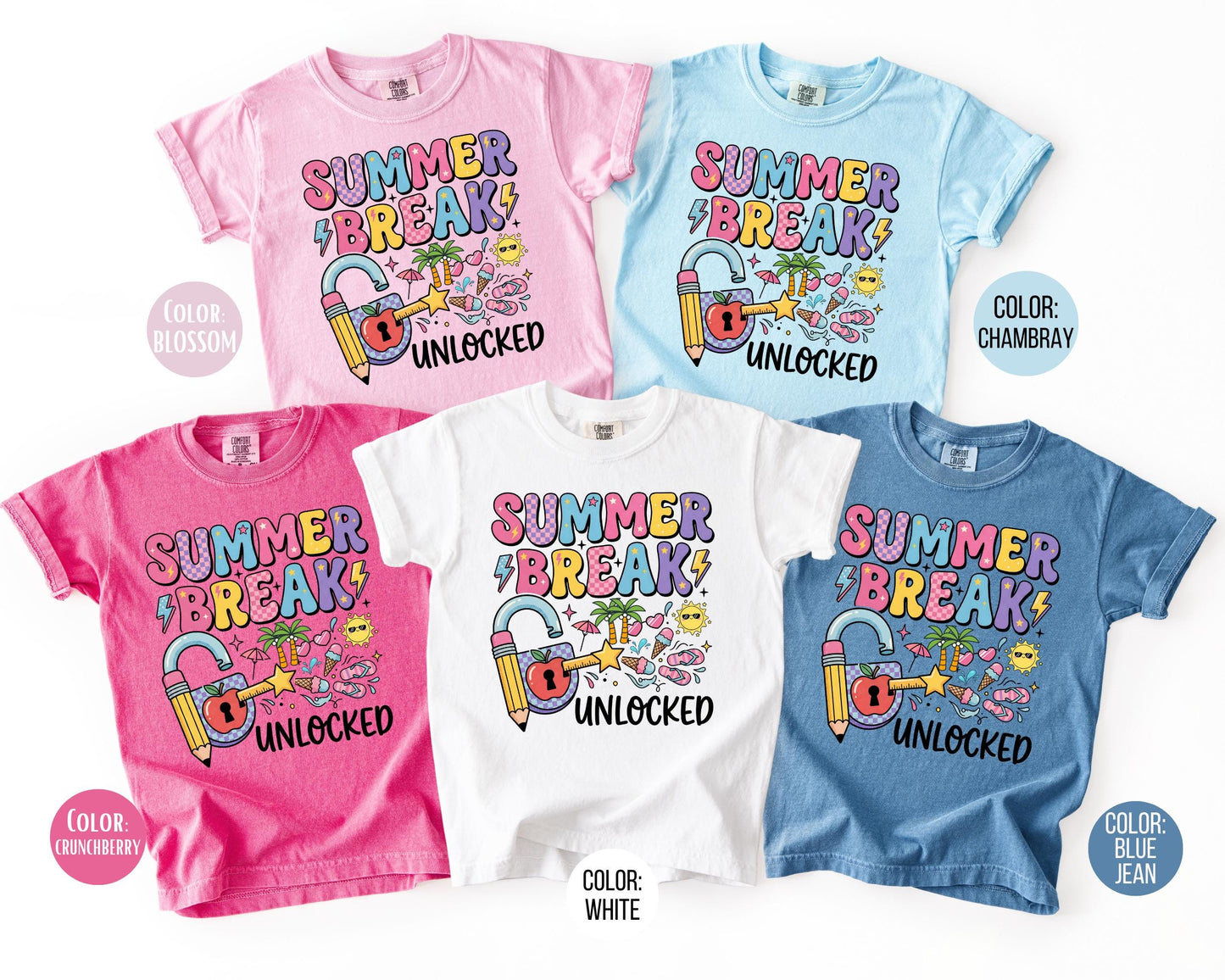 Comfort Colors® Summer Break Unlocked Shirt, End of School Year Shirts
