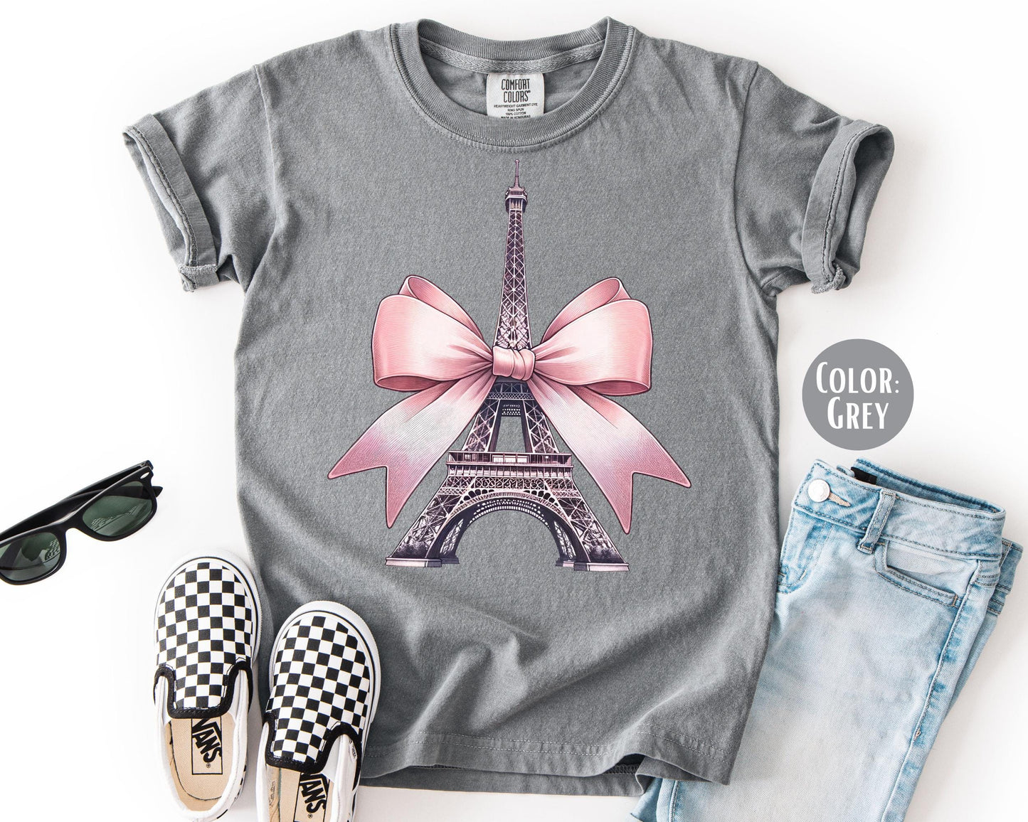 Comfort Colors Girly Eiffel Tower Shirt: Paris Vacation Tee