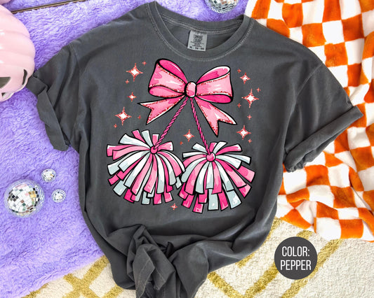 Comfort Colors Girls Cheerleader Shirt: Pom Pom Tee