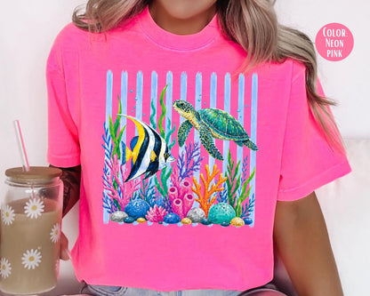 Comfort Colors® Trendy Sea Life Shirt, Girls Ocean Shirts, Summer Tees