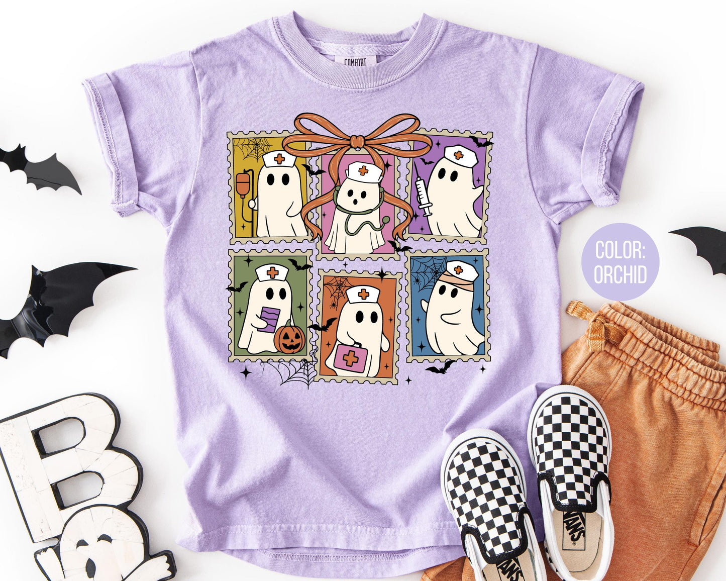 Comfort Colors Halloween Nurse Shirt: Spooky Ghost Graphic Tee