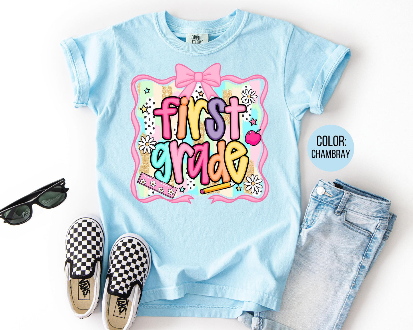 Comfort Colors First Grade Shirt: Preppy Back to School Tee