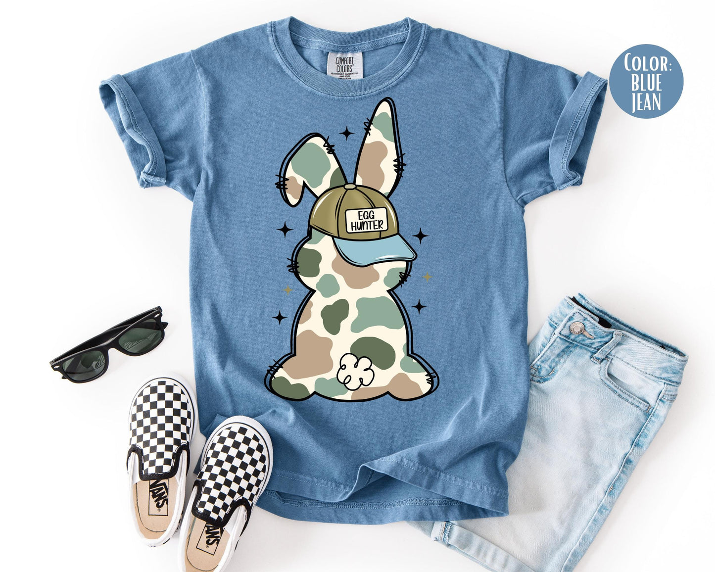 Comfort Colors® Boys Egg Hunter Bunny Shirt, Easter Shirts for Boys