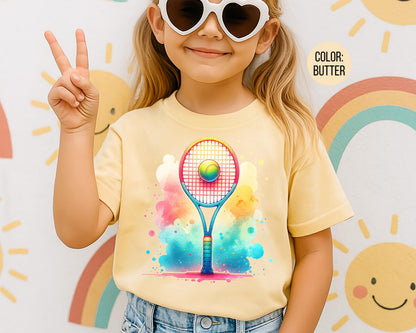 Comfort Colors Watercolor Tennis Shirt, Girls Tennis Shirts