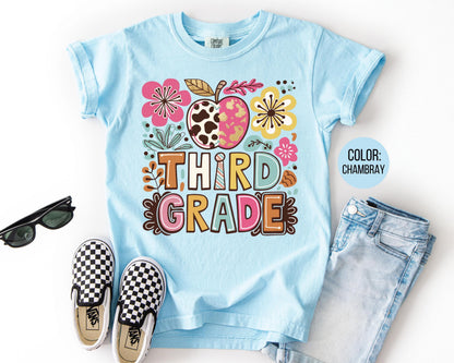 Comfort Colors Girly Boho Third Grade Shirt - Back to School Tee
