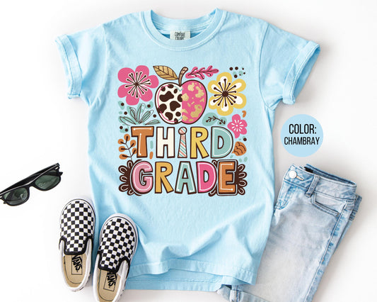 Comfort Colors Girly Boho Third Grade Shirt - Back to School Tee