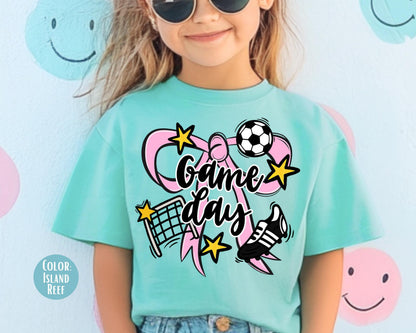 Comfort Colors Girls Game Day Soccer Shirt: Coquette Soccer Shirts