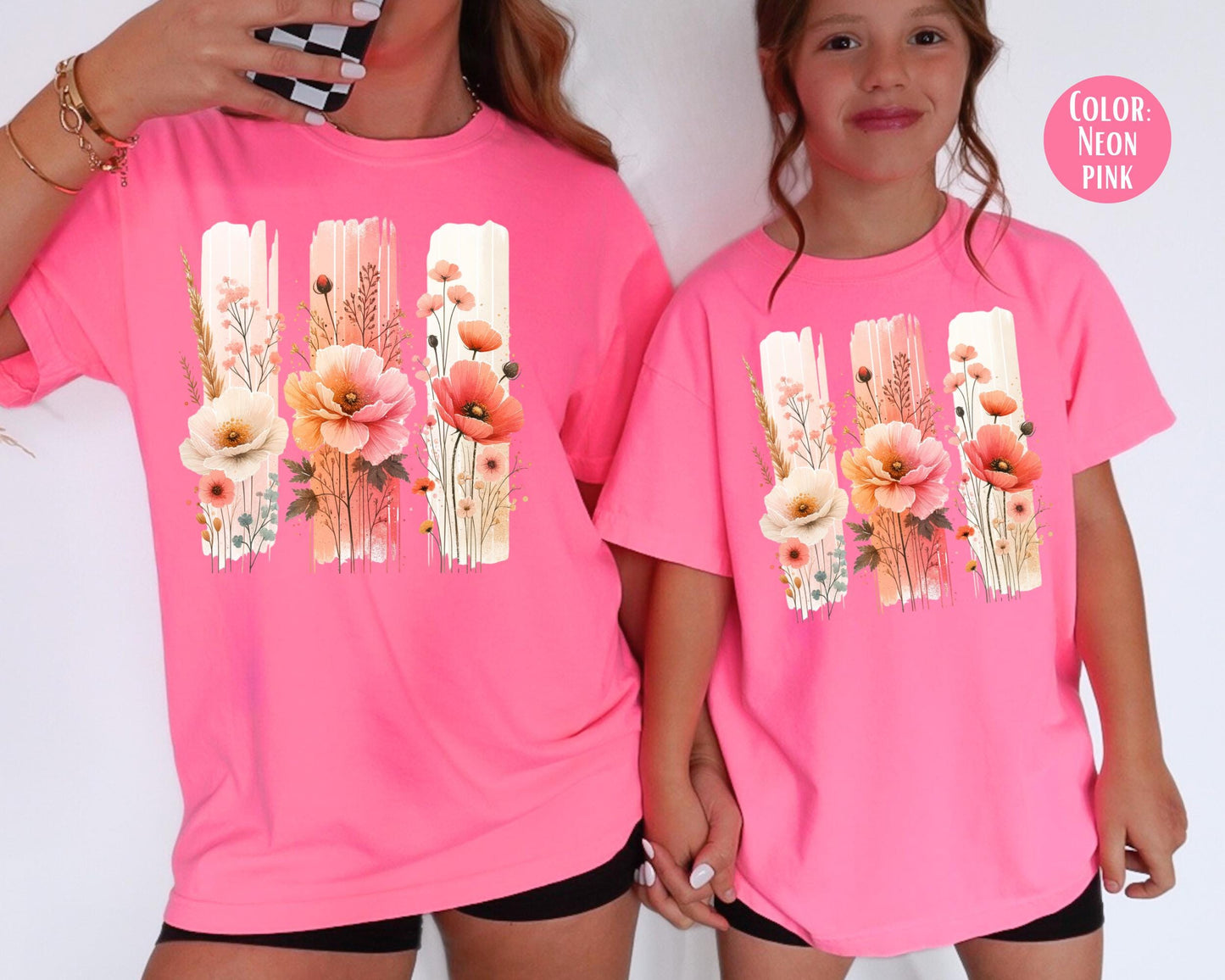 Comfort Colors Kids Floral Shirt: Brush Stroke Flowers
