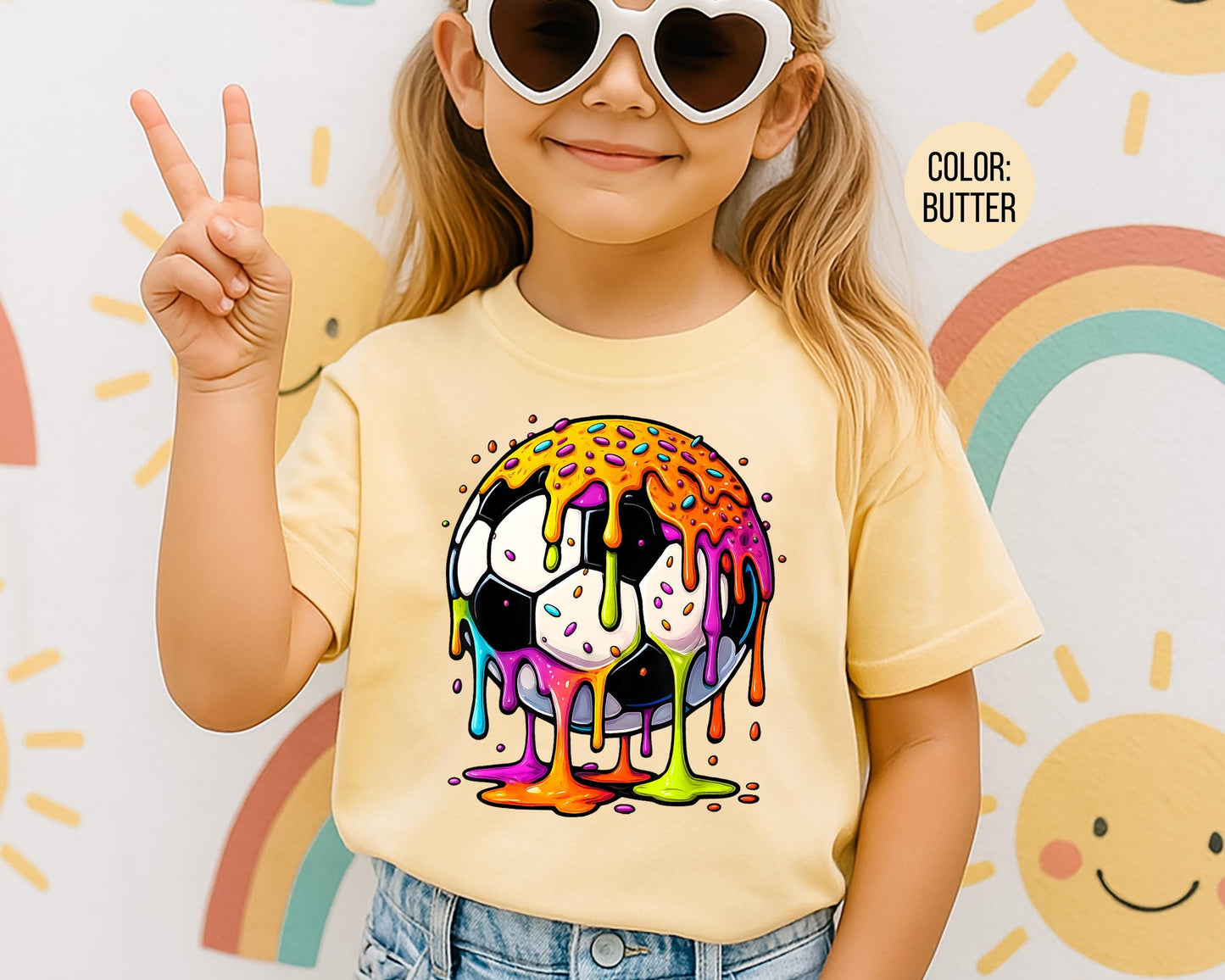 Comfort Colors Kids Drip Soccer Ball Shirt, Dripping Soccer Shirts