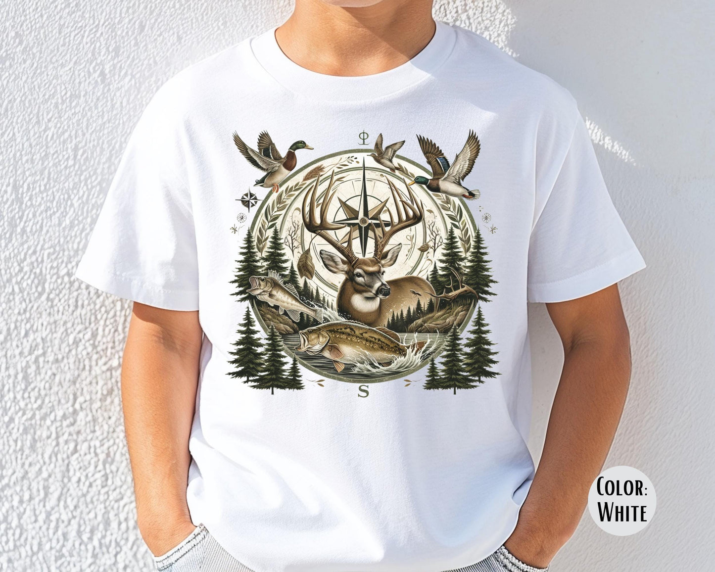 Comfort Colors® Boys Wildlife Compass Shirt, Kids Hunting Shirts