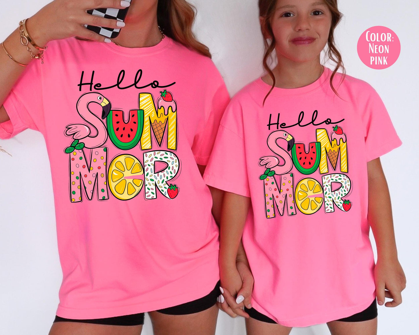 Girls Hello Summer Comfort Colors Shirt - Kids Vacation Tee