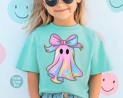 Comfort Colors Pastel Ghost Shirt: Girls Coquette Halloween Tee