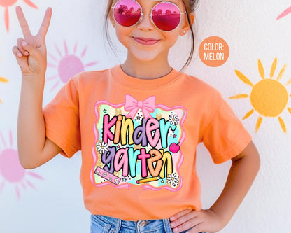 Comfort Colors Kindergarten Shirt: Preppy Coquette Back to School Tee
