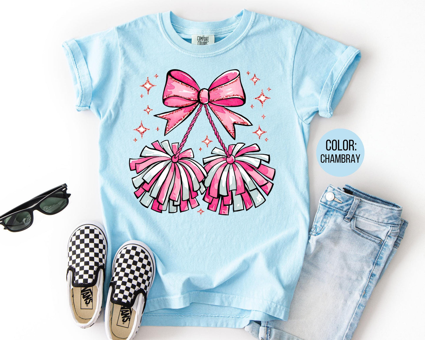 Comfort Colors Girls Cheerleader Shirt: Pom Pom Tee