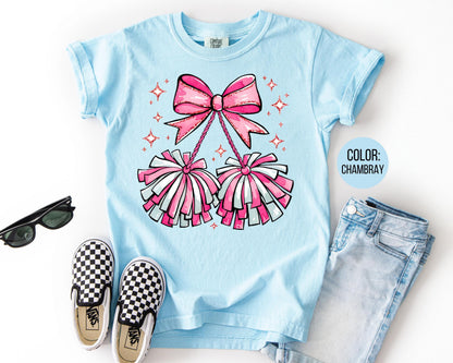 Comfort Colors Girls Cheerleader Shirt: Pom Pom Tee