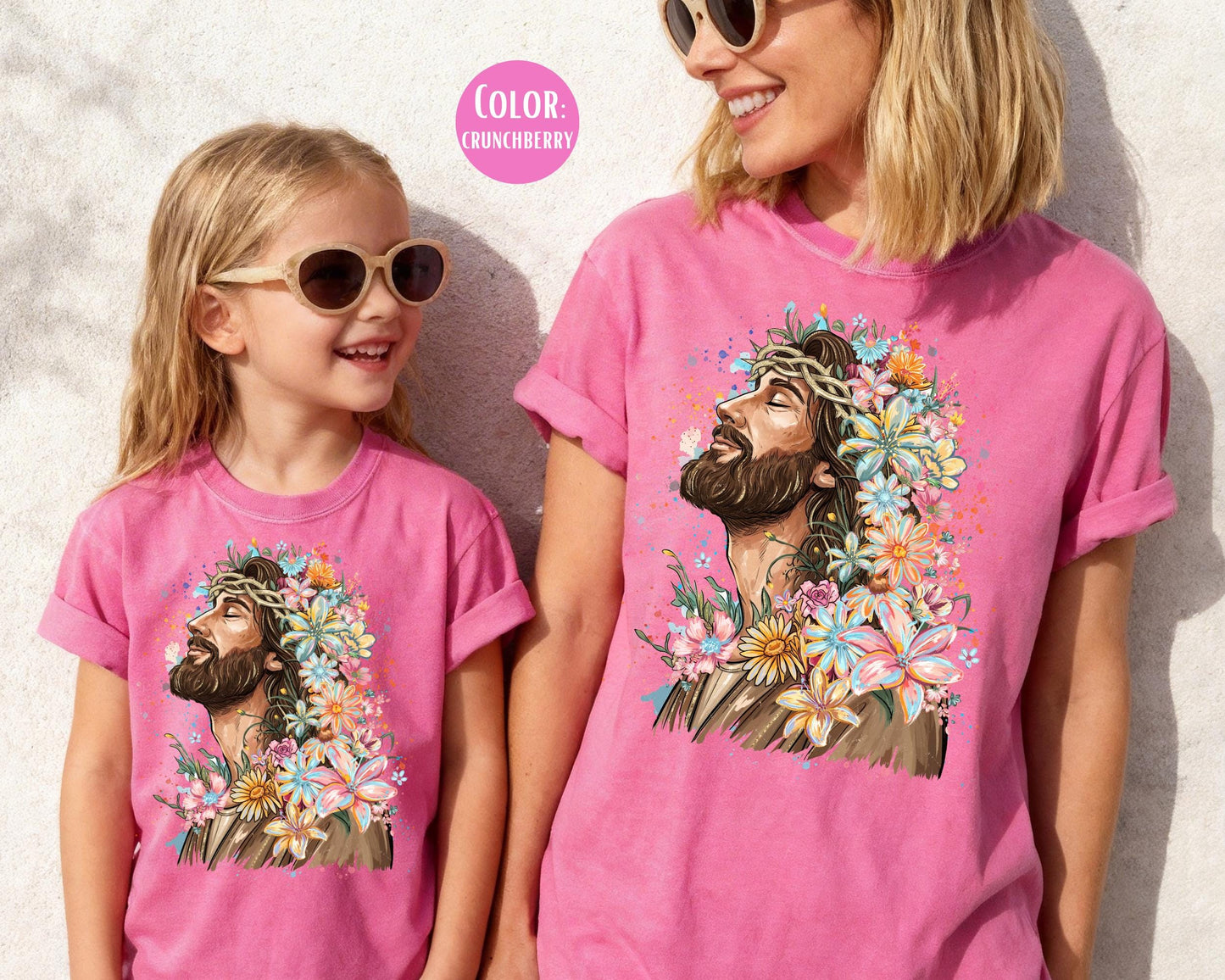 Comfort Colors® Floral Jesus Shirt, Mommy and Me Christian Shirts