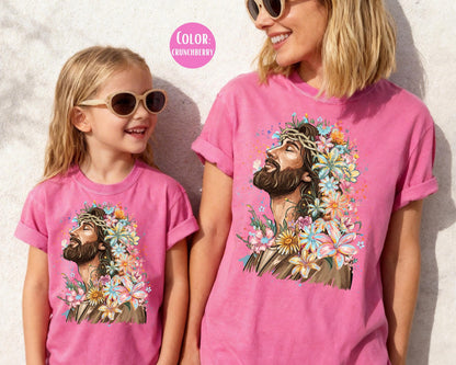 Comfort Colors® Floral Jesus Shirt, Mommy and Me Christian Shirts