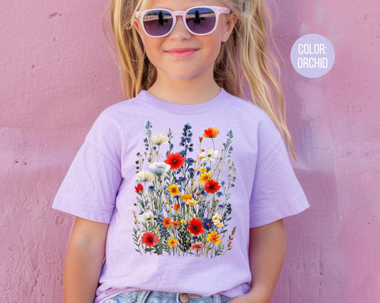 Comfort Colors Wildflower Shirt: Girls Preppy Floral Tee