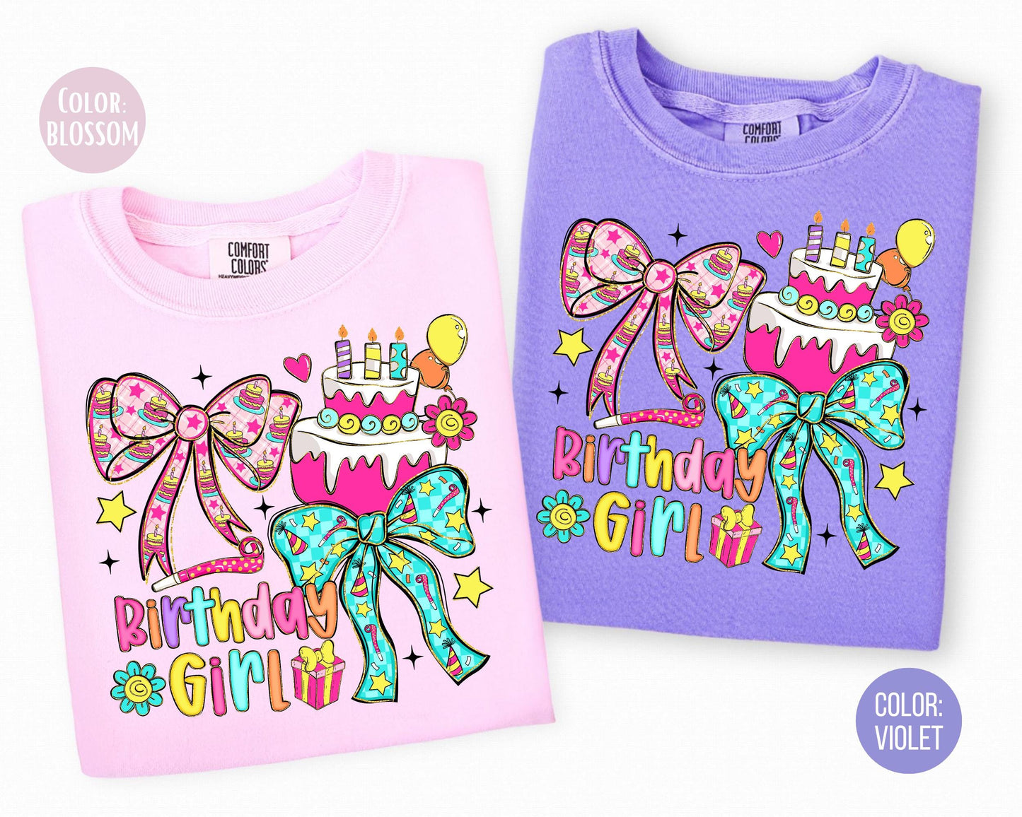 Comfort Colors Birthday Girl Shirt, Coquette Girls Birthday Shirts