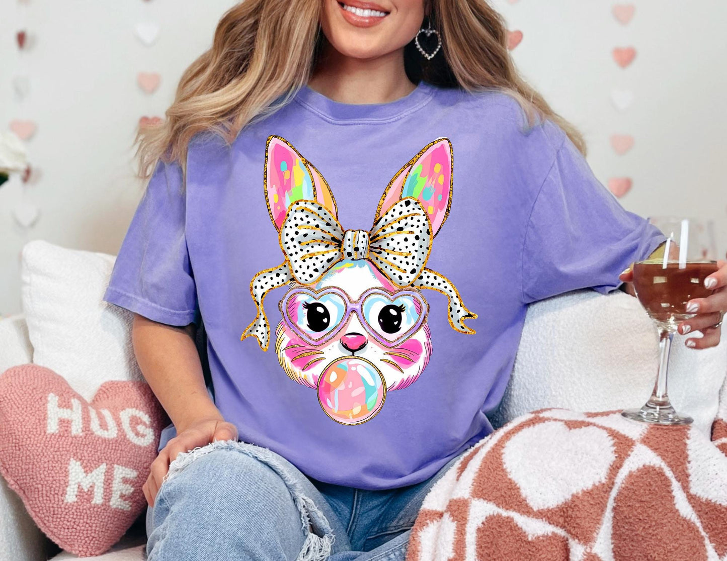 Comfort Colors Bubblegum Bunny T-Shirt, Easter Gift