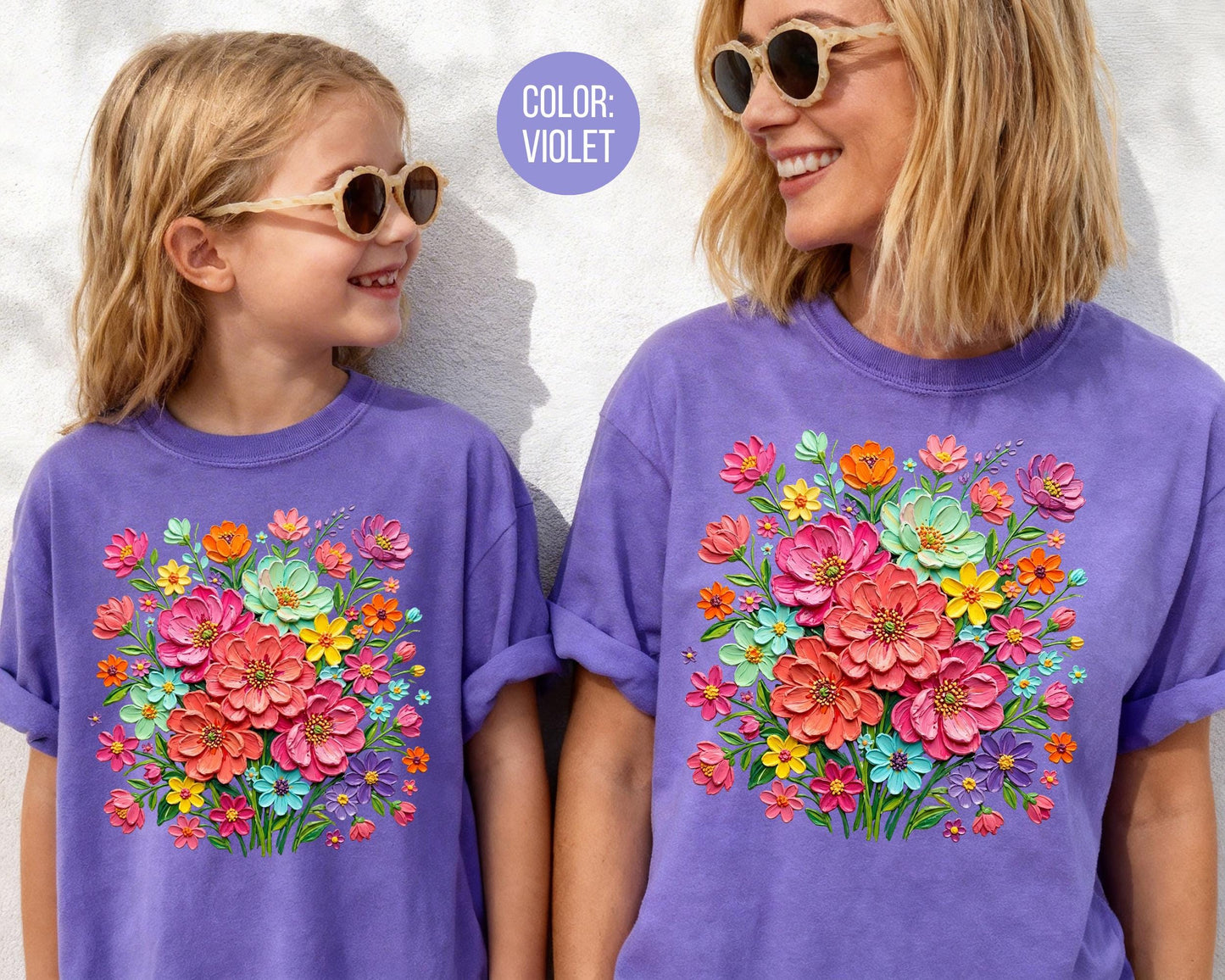 Comfort Colors® Floral Brushstroke Bouquet Shirt, Mama and Mini Flower Shirts
