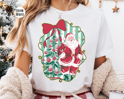 Comfort Colors Santa Shirt: Preppy Christmas Tee