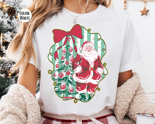 Comfort Colors Santa Shirt: Preppy Christmas Tee