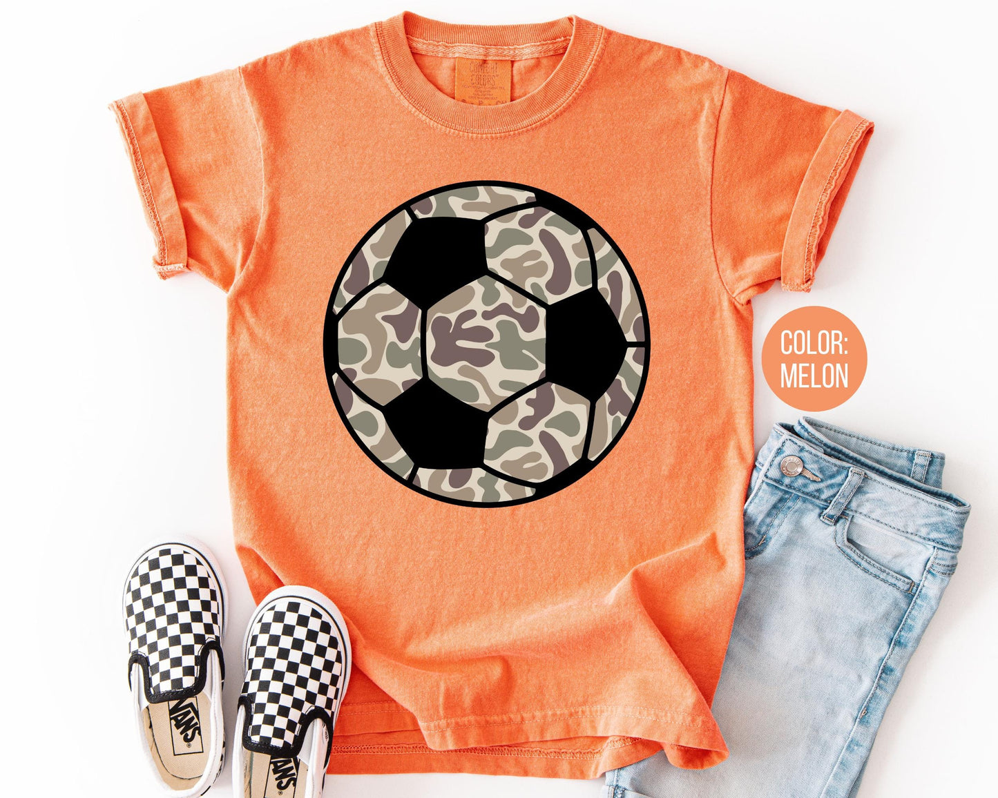 Comfort Colors Boys Camo Soccer Shirt - Kids Camouflage Sports Tee