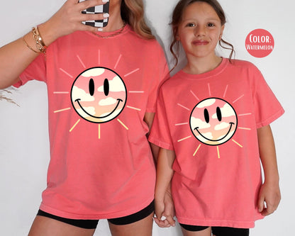Comfort Colors Sun Smiley Face Tee, Girly Summer Shirt
