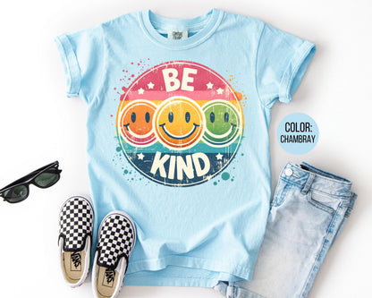 Comfort Colors Girls Be Kind Smiley Face Shirt