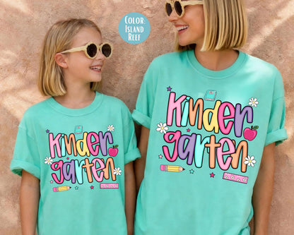 Comfort Colors® Colorful Preppy Kindergarten Shirt, Kindergarten Teacher Shirts