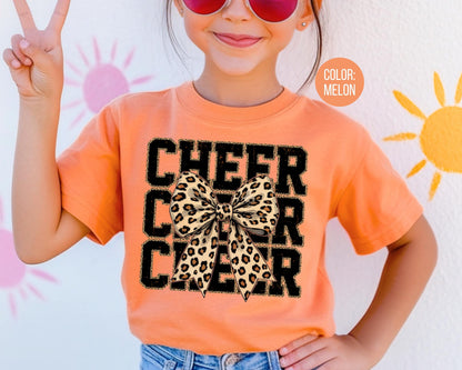 Comfort Colors Coquette Leopard Cheer Shirt - Youth & Girls