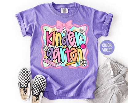 Comfort Colors Kindergarten Shirt: Preppy Coquette Back to School Tee