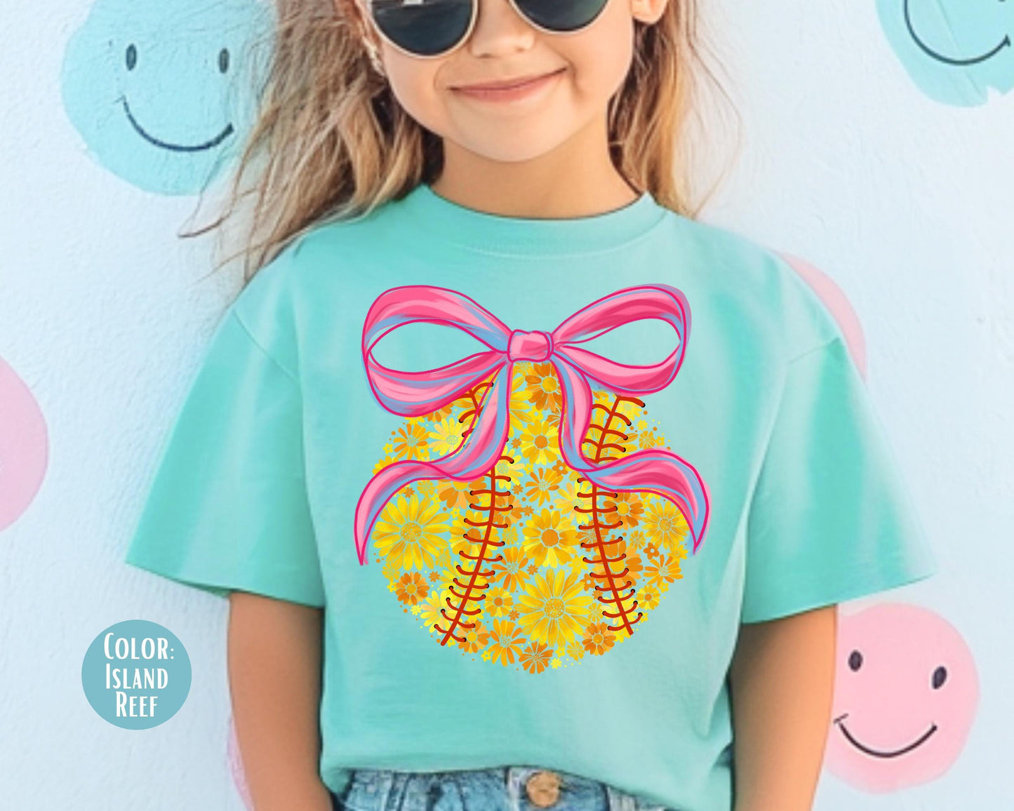 Comfort Colors Floral Softball Shirt: Coquette Softball Tee