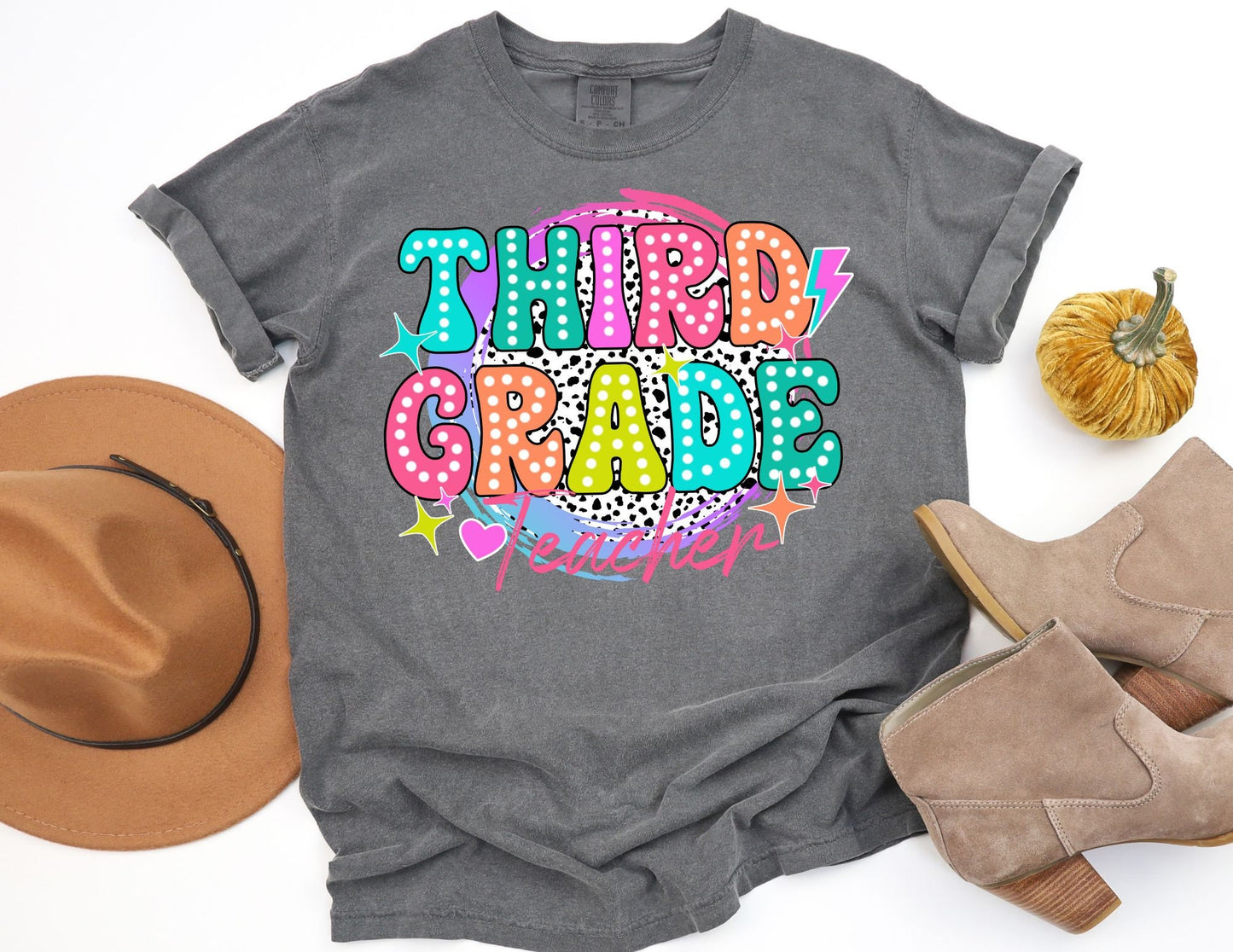 Comfort Colors Third Grade Teacher Shirt: Retro Back to School Tee