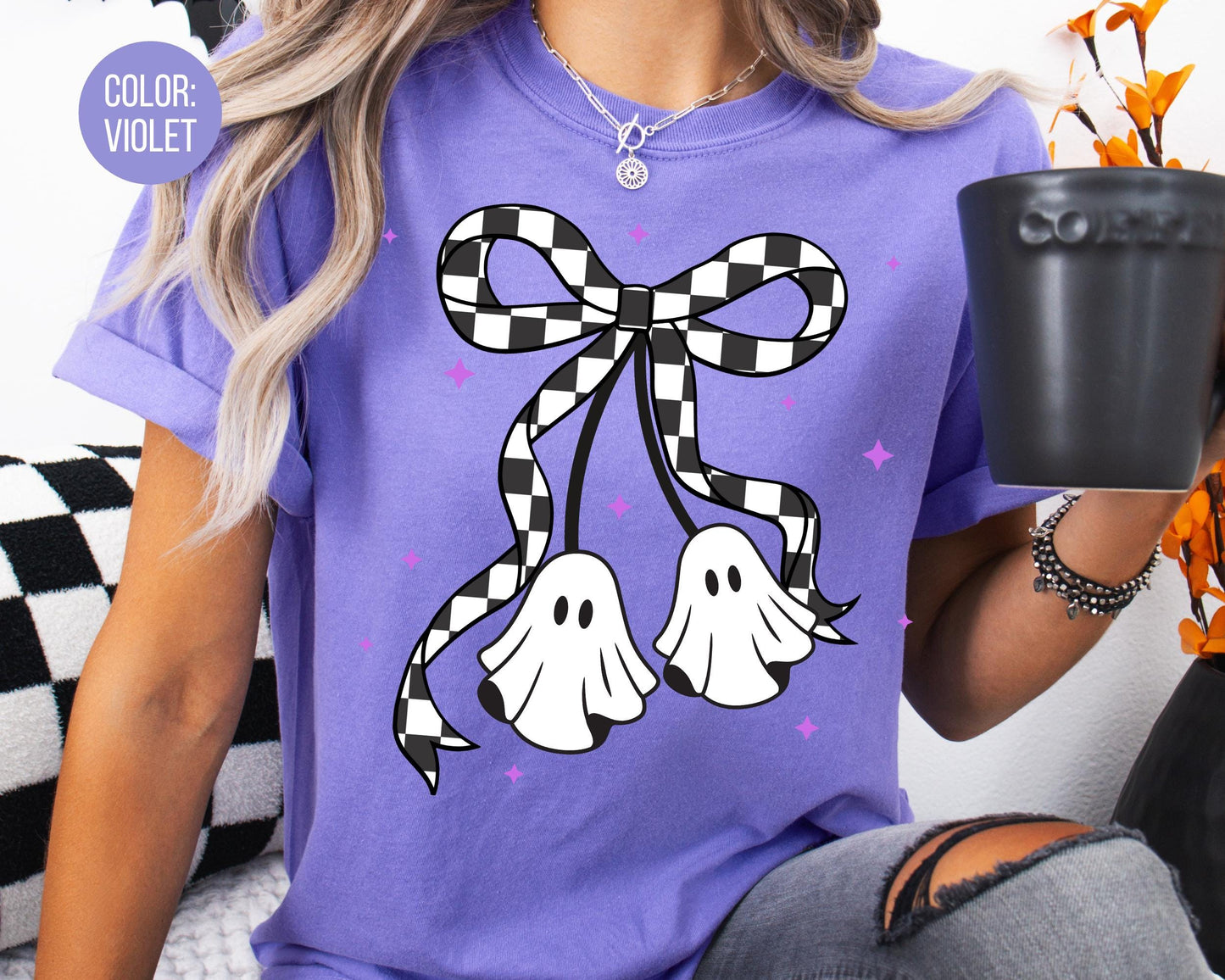 Comfort Colors Coquette Ghost Shirt - Girly Halloween Tee