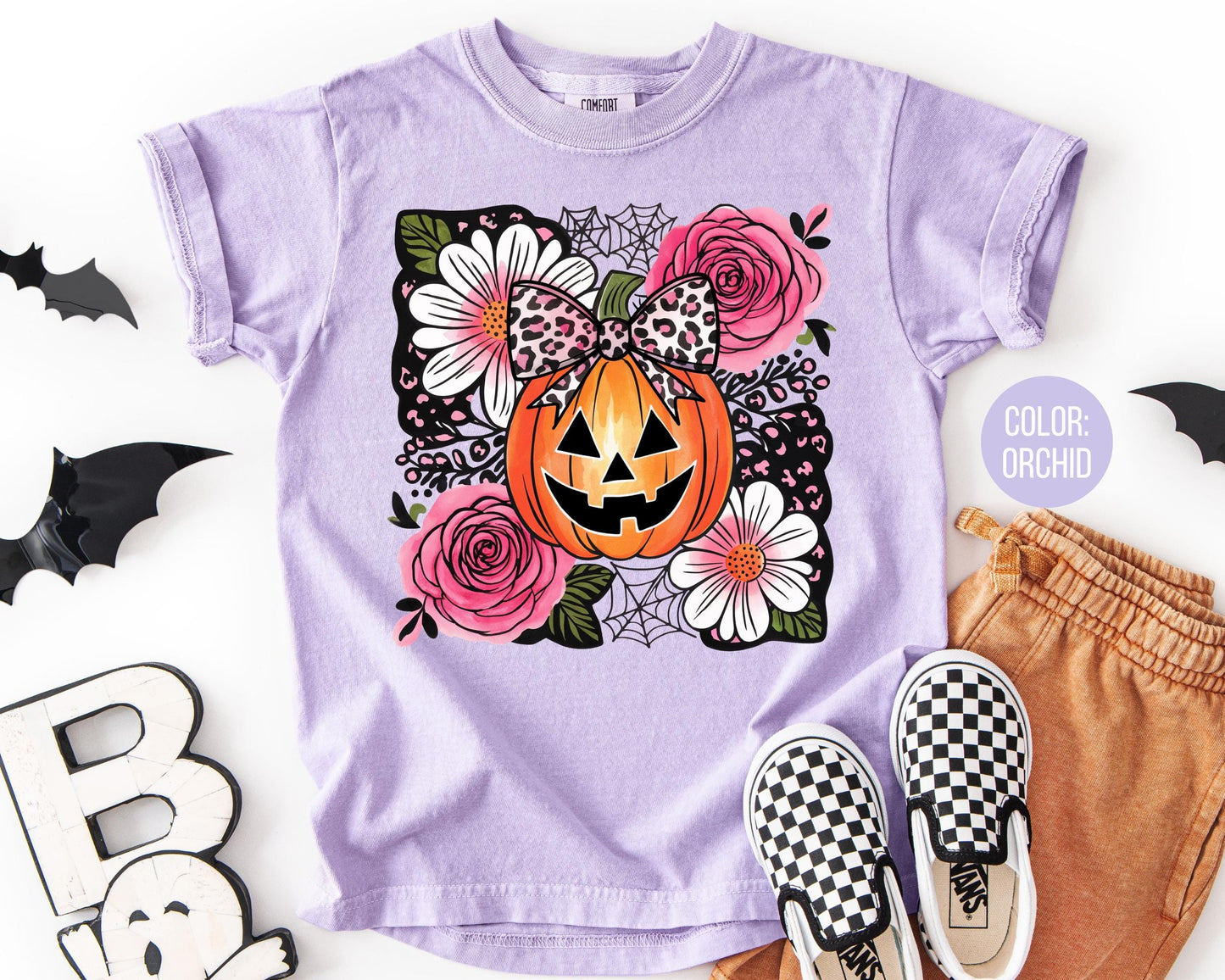 Comfort Colors Girls Pumpkin Shirt: Preppy Fall Halloween Tee